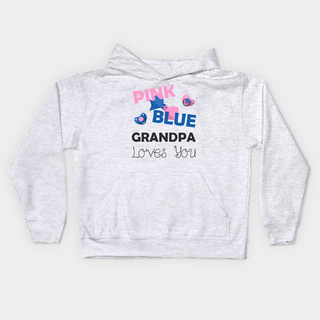 Pink Blue Grandpa Loves You Baby Shower Gift Kids Hoodie by Humbas Fun Shirts